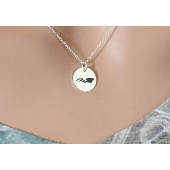Sterling Silver Customizable Scuba Diver Necklace - Picture 1 of 5